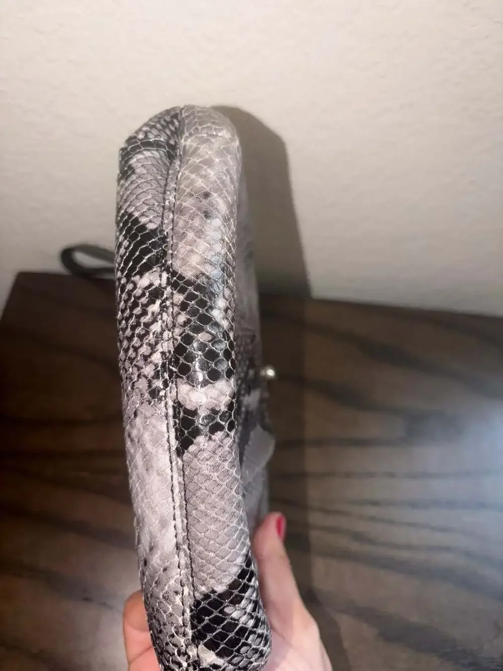 Coach Snakeskin Embossed Leather Kisslock Wristlet